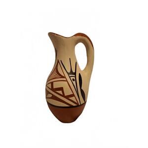 Hand Painted Native American Pottery Vase MTC Jemez Pueblo Signed